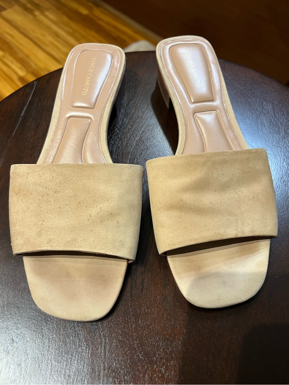 Vince Camuto Beige Suede Slide Mules